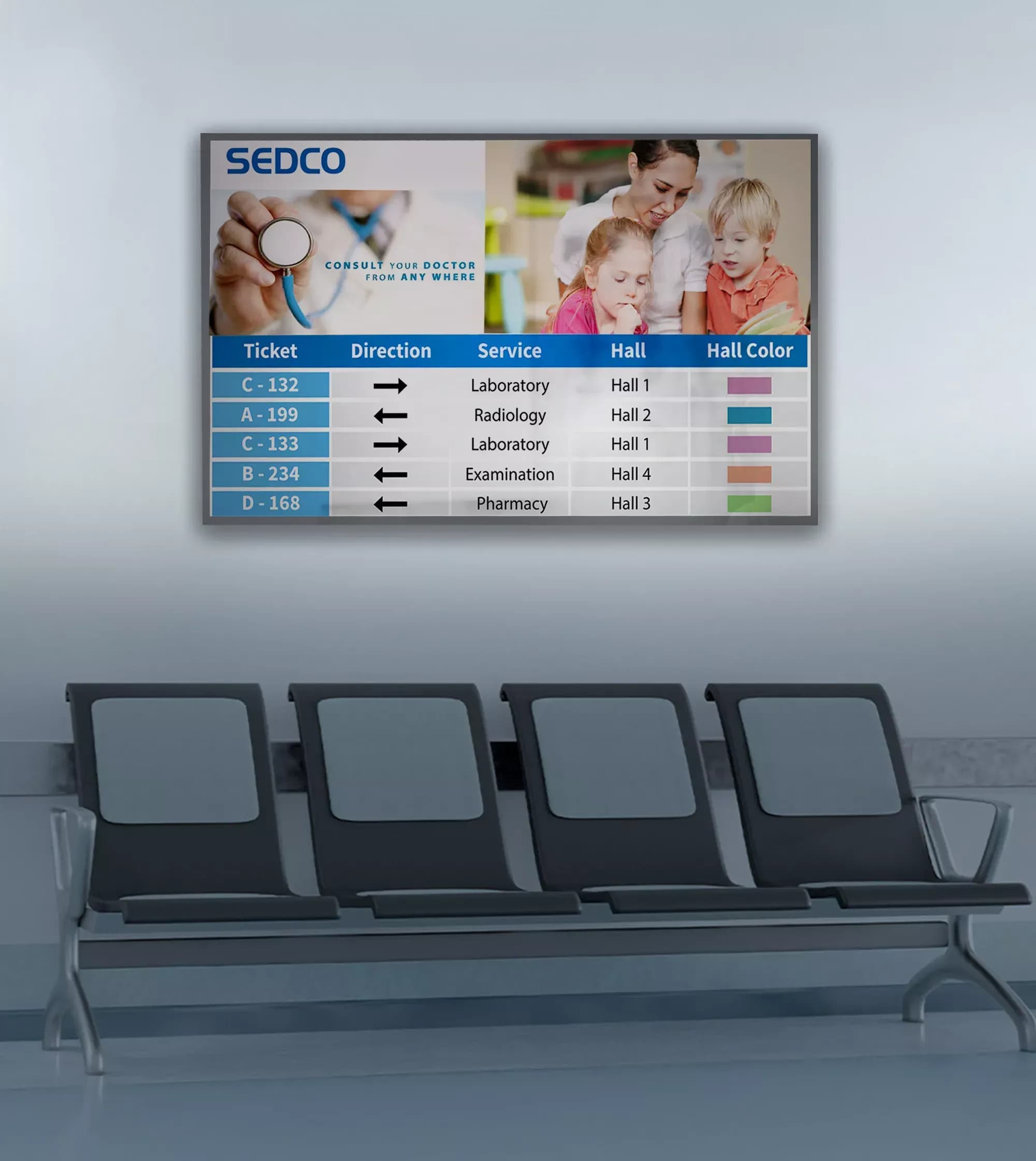 شاشات عرض الدور في المستشفيات