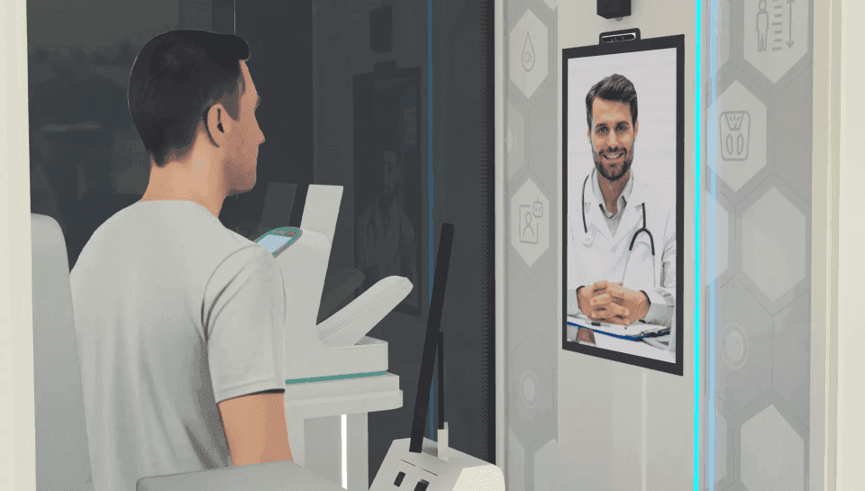 الاستشارة عن بعد داخل كبسولة الرعاية الصحية 