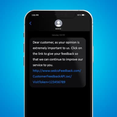 إرسال تقييم الخدمة عبر رابط SMS