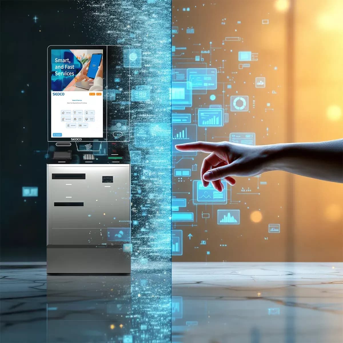 Interactive self-service banking kiosk by SEDCO