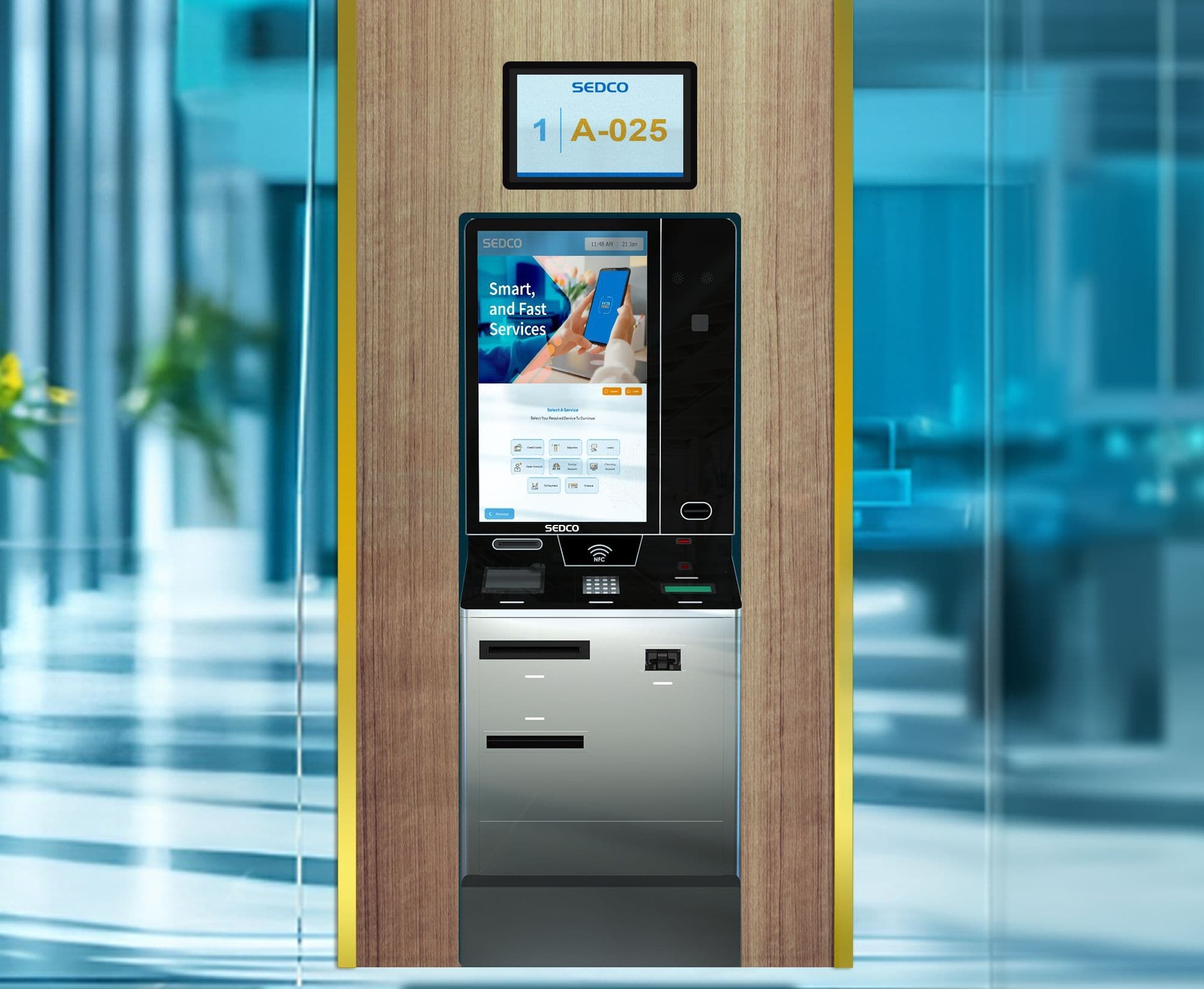 شاشات رقمية ذكية متصلة بنظام إدارة الطوابير